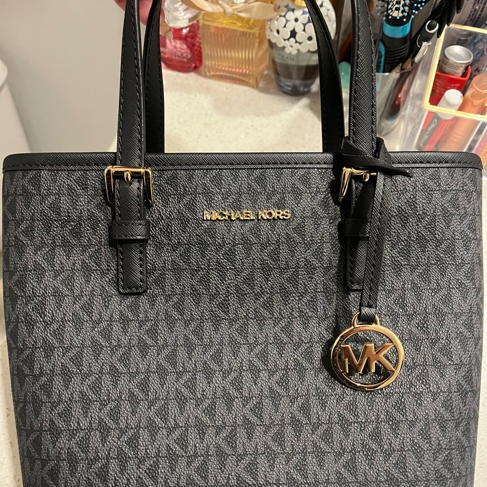 Michael Kors Gray and Black Signature Tote